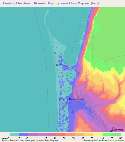 Bautino,Kazakhstan Elevation Map