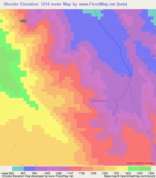 Dhoobo,Somalia Elevation Map