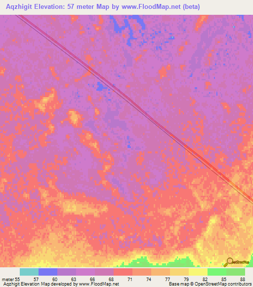 Aqzhigit,Kazakhstan Elevation Map