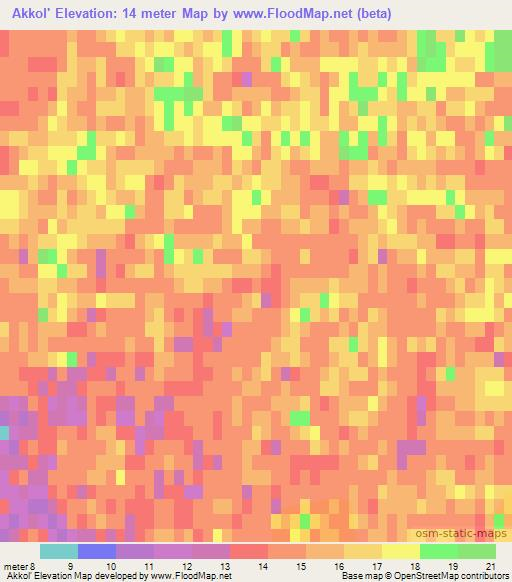 Akkol',Kazakhstan Elevation Map