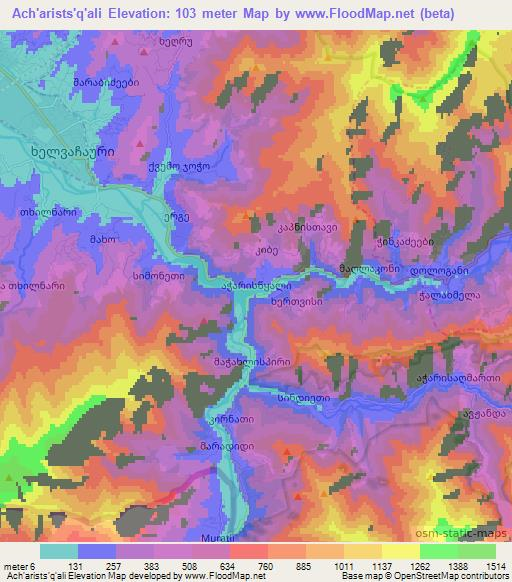Ach'arists'q'ali,Georgia Elevation Map