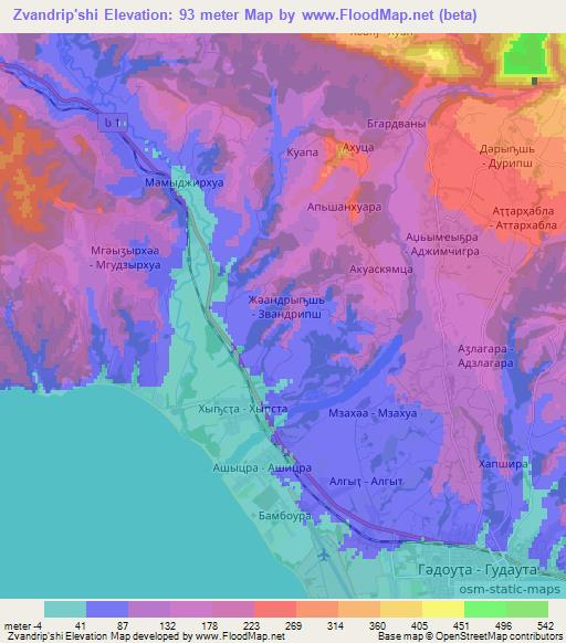 Zvandrip'shi,Georgia Elevation Map