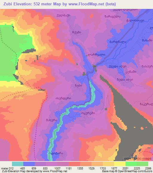 Zubi,Georgia Elevation Map