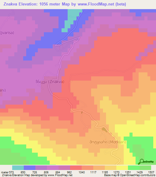 Znakva,Georgia Elevation Map