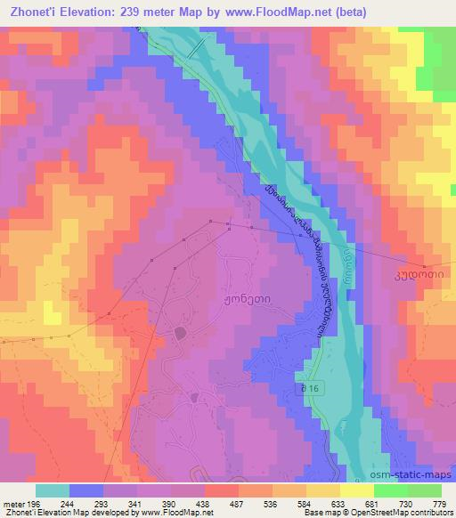 Zhonet'i,Georgia Elevation Map