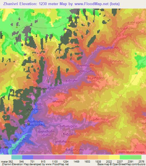 Zhanivri,Georgia Elevation Map