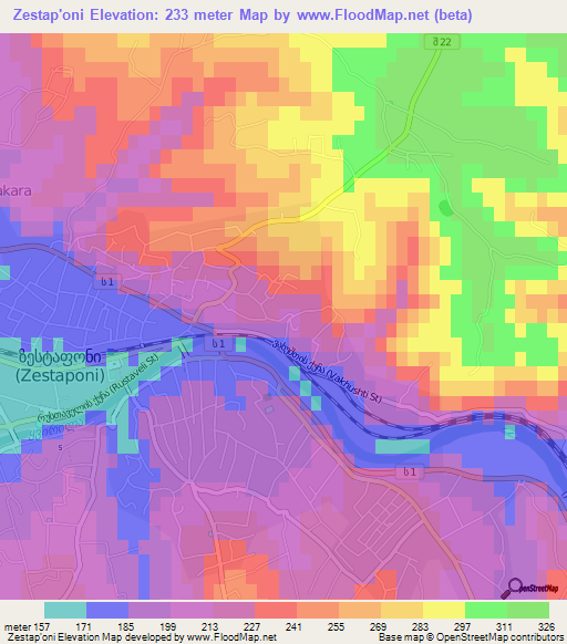 Zestap'oni,Georgia Elevation Map