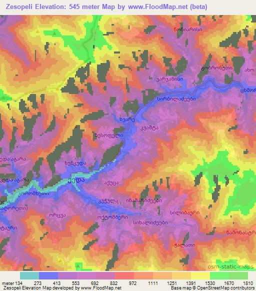 Zesopeli,Georgia Elevation Map