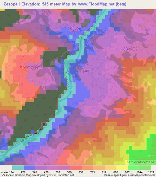 Zesopeli,Georgia Elevation Map