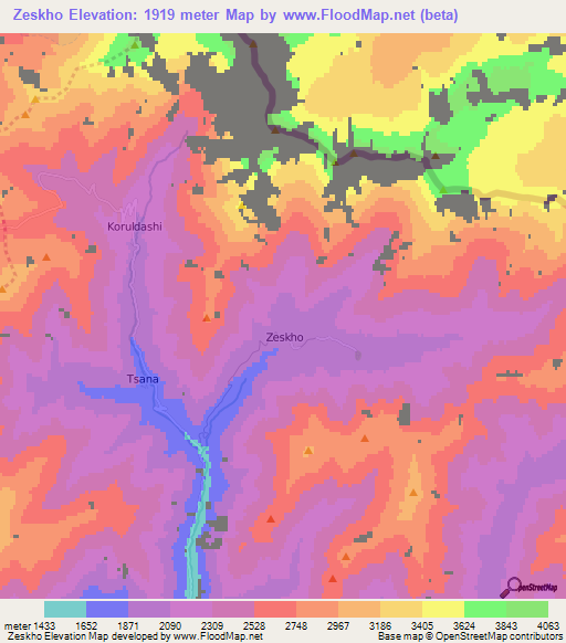 Zeskho,Georgia Elevation Map