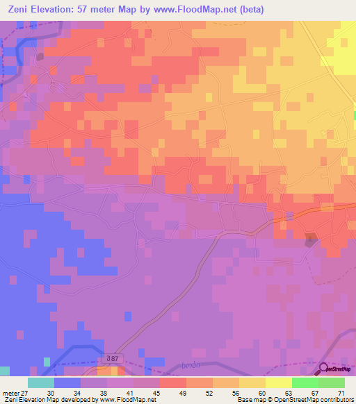 Zeni,Georgia Elevation Map