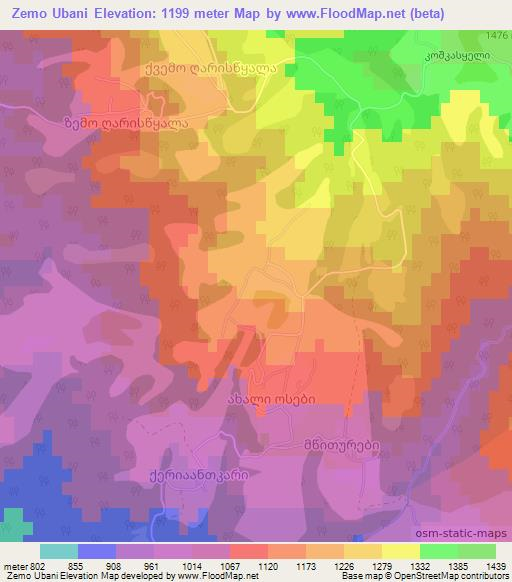 Zemo Ubani,Georgia Elevation Map