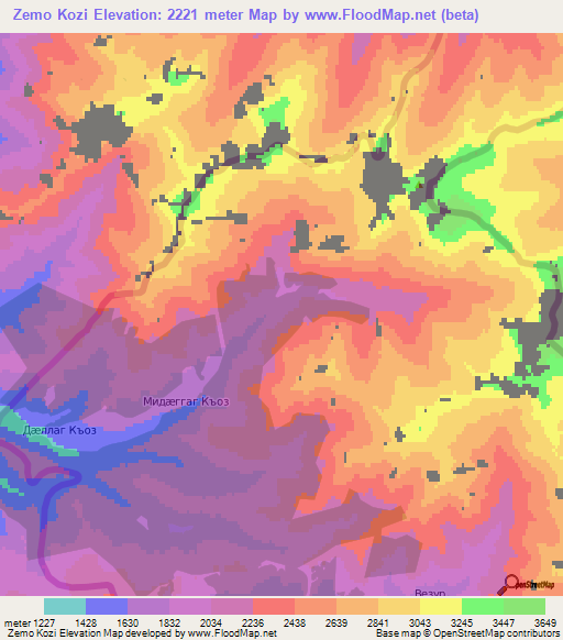Zemo Kozi,Georgia Elevation Map