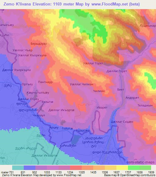Zemo K'livana,Georgia Elevation Map