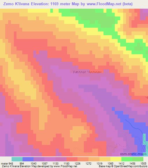 Zemo K'livana,Georgia Elevation Map