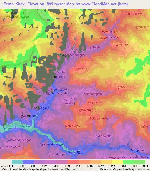 Zemo Khevi,Georgia Elevation Map