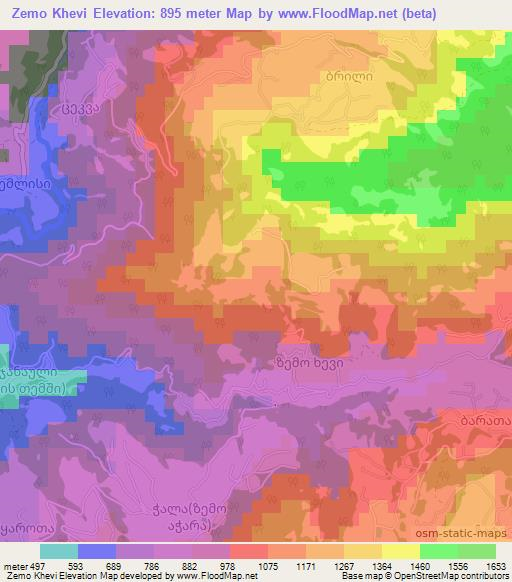 Zemo Khevi,Georgia Elevation Map