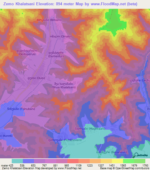 Zemo Khalatsani,Georgia Elevation Map
