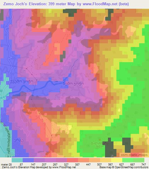 Zemo Joch'o,Georgia Elevation Map