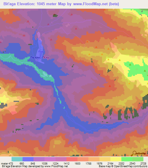 Bit'aga,Georgia Elevation Map
