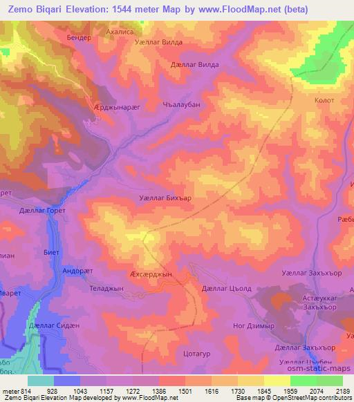 Zemo Biqari,Georgia Elevation Map