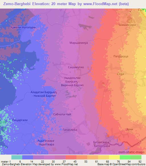 Zemo-Barghebi,Georgia Elevation Map