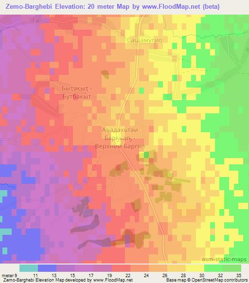 Zemo-Barghebi,Georgia Elevation Map