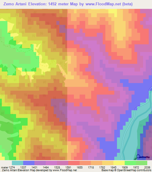 Zemo Artani,Georgia Elevation Map