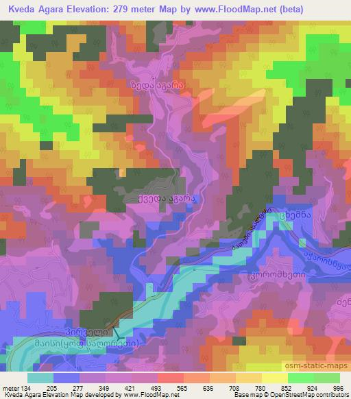Kveda Agara,Georgia Elevation Map