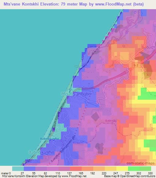 Mts'vane Kontskhi,Georgia Elevation Map