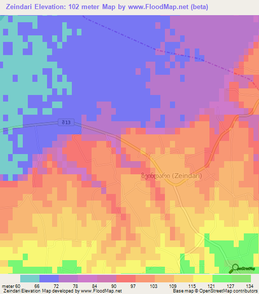 Zeindari,Georgia Elevation Map