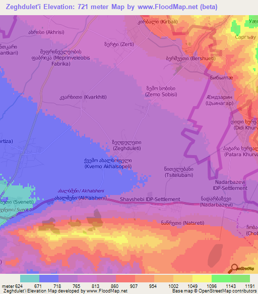 Zeghdulet'i,Georgia Elevation Map