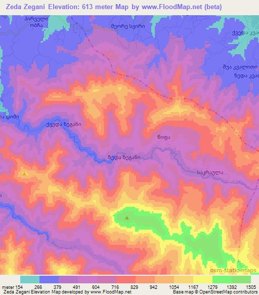 Zeda Zegani,Georgia Elevation Map
