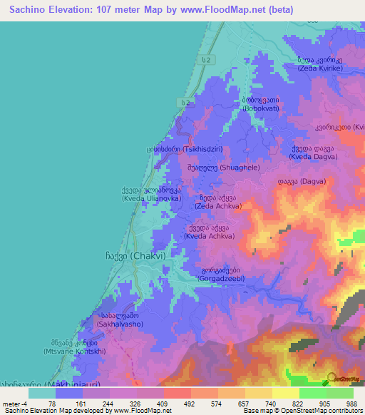 Sachino,Georgia Elevation Map