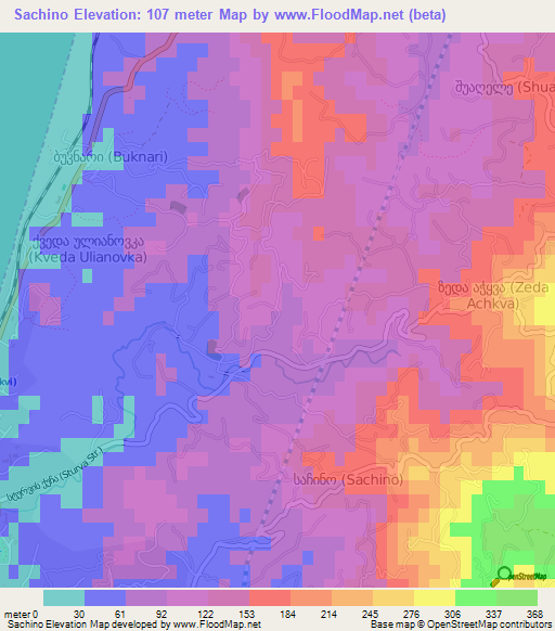 Sachino,Georgia Elevation Map