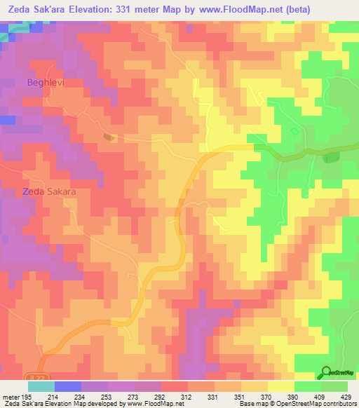 Zeda Sak'ara,Georgia Elevation Map