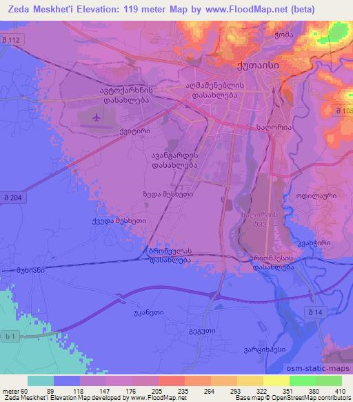 Zeda Meskhet'i,Georgia Elevation Map