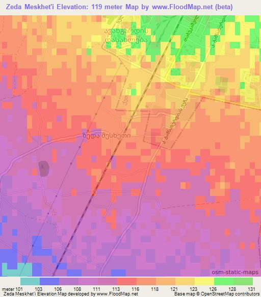 Zeda Meskhet'i,Georgia Elevation Map