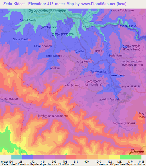 Zeda Kldeet'i,Georgia Elevation Map