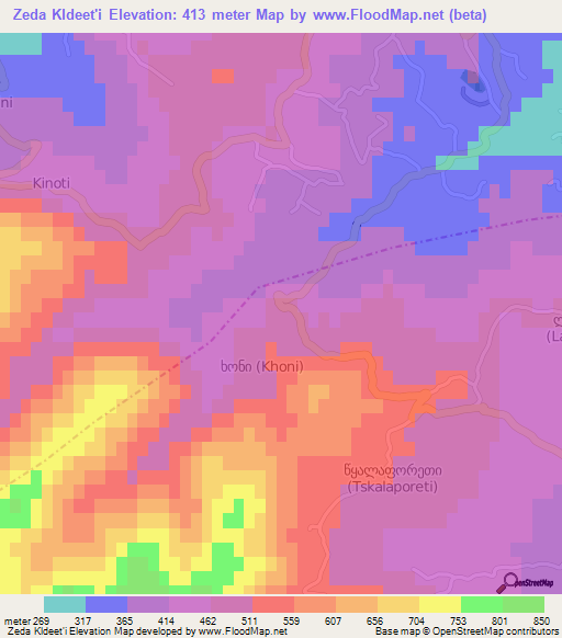 Zeda Kldeet'i,Georgia Elevation Map