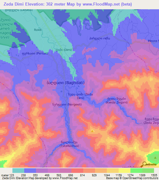 Zeda Dimi,Georgia Elevation Map