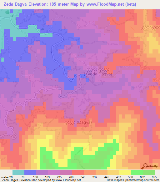 Zeda Dagva,Georgia Elevation Map
