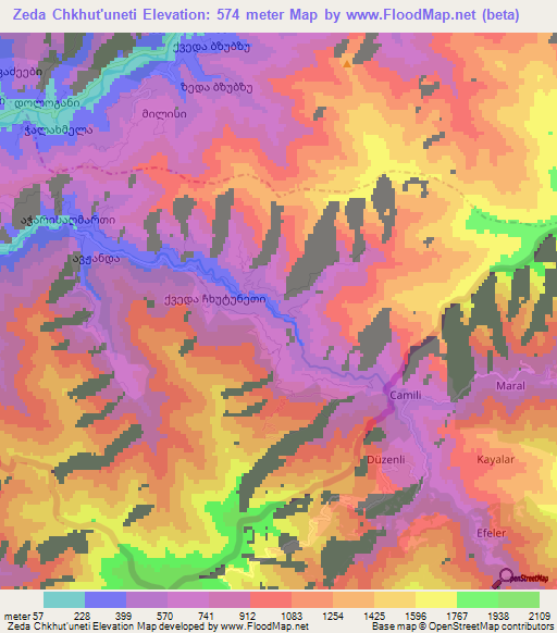 Zeda Chkhut'uneti,Georgia Elevation Map