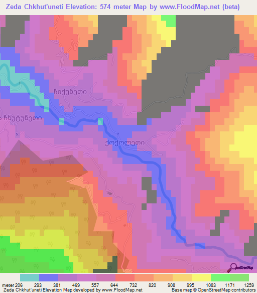 Zeda Chkhut'uneti,Georgia Elevation Map