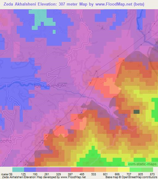 Zeda Akhalsheni,Georgia Elevation Map