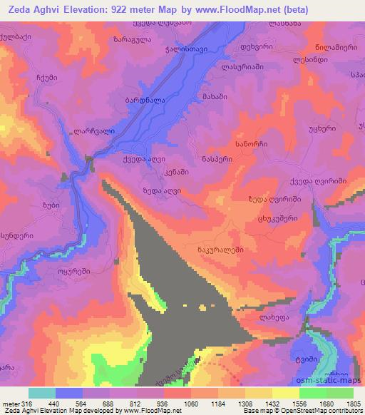 Zeda Aghvi,Georgia Elevation Map