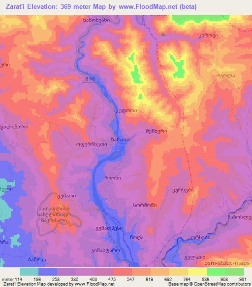 Zarat'i,Georgia Elevation Map