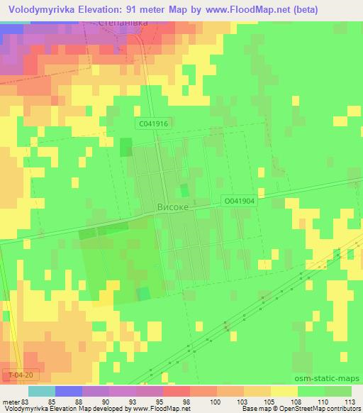 Volodymyrivka,Ukraine Elevation Map