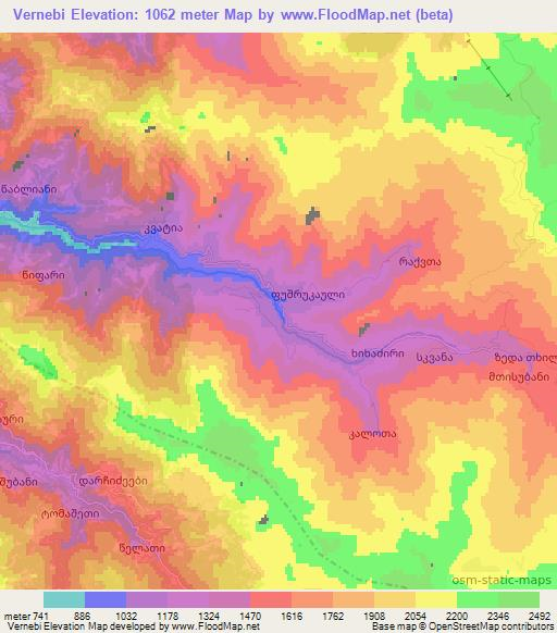 Vernebi,Georgia Elevation Map