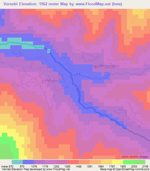 Vernebi,Georgia Elevation Map